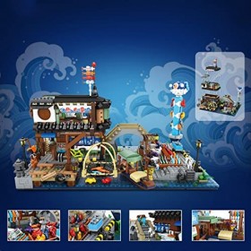 Seizefun 2249 pièces Fruits de mer Poissons Magasins Marché Côte Cadeau Mini Micro Bricks Modèle, Montage MOC Mini Microparti