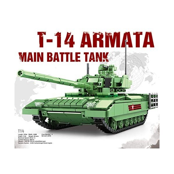 HYZM Char Militaire Jeu de Construction, 1020 Pièces T-14 ARMATA Char de Combat Principal Modèle WW2 Militaire Tank Blocs de 