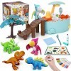 Dinosaure Jouet Enfant Anniversaire Dinosaure Loisirs Créatifs Cadeau avec Dinosaure Figurine Baignoire Tapis de Jeu Coloriag