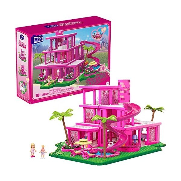 Barbie Le Film - MEGA Barbie Coffret De Construction Maison De Rêve, 4 Mini-Poupées À Assembler Dont 1 Barbie Et 1 Ken, 1 795
