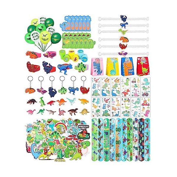 NEFLSI 134 Pièces Anniversaire Dinosaure Cadeau Jouets Assortiment pour Enfants Anniversaire Dinosaure Enfant Dinosaure Figur