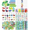 NEFLSI 134 Pièces Anniversaire Dinosaure Cadeau Jouets Assortiment pour Enfants Anniversaire Dinosaure Enfant Dinosaure Figur