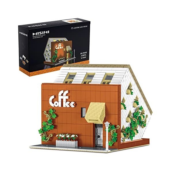 MISINI Technik 10209 Upside Down Café House - 3118 pièces - Grands blocs de serrage modulaires - MOC - Maison japonaise - Jou