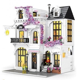 Ensemble de Blocs de Construction de European Flower Street MOC Street View Modulaire Kit de Construction avec Lumière 3 Nive