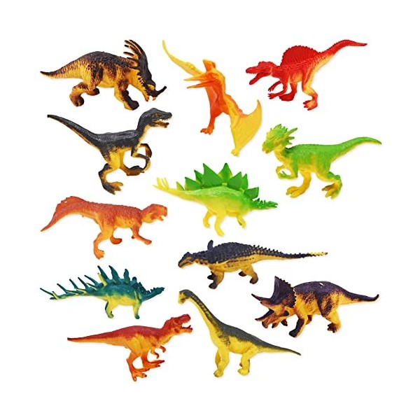 Figure Dinosaure Jouet pour Enfant,Nesloonp Jouet de Dinosaure 12 pièces pour Enfant, Ensemble de Jeu de Dinosaure pour Les A