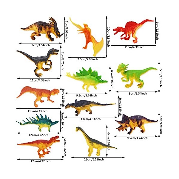 Figure Dinosaure Jouet pour Enfant,Nesloonp Jouet de Dinosaure 12 pièces pour Enfant, Ensemble de Jeu de Dinosaure pour Les A