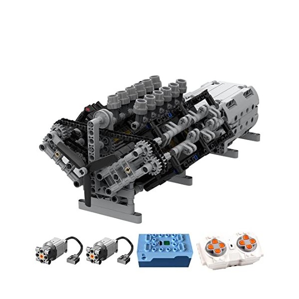 Novaray Technique V12 Kit de construction de moteur, 856 pièces V12 Engine avec boîte de vitesses Mk2 Sci-fi, jouet créatif M
