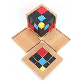 Yx-outdoor Jouet éducatif en Bois de Montessori, Blocs de Construction en Bois de hêtre Naturel, Jeu de Reconnaissance des Co