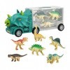 ALEENFOON Camion de Transporteur Dinosaure Jouet pour Enfant 3 4 5 6 Ans, Jouet Triceratops 6 Pcs Figurines de Dinosaures Ani