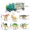 ALEENFOON Camion de Transporteur Dinosaure Jouet pour Enfant 3 4 5 6 Ans, Jouet Triceratops 6 Pcs Figurines de Dinosaures Ani