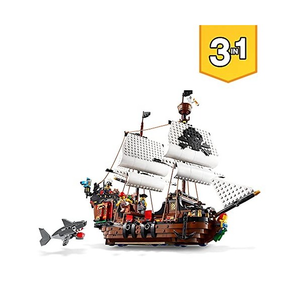 LEGO 31109 Creator Le Bateau Pirate, 3-en-1, Kit de Construction pour Enfants de 9 Ans et Plus - 1264 Pièces