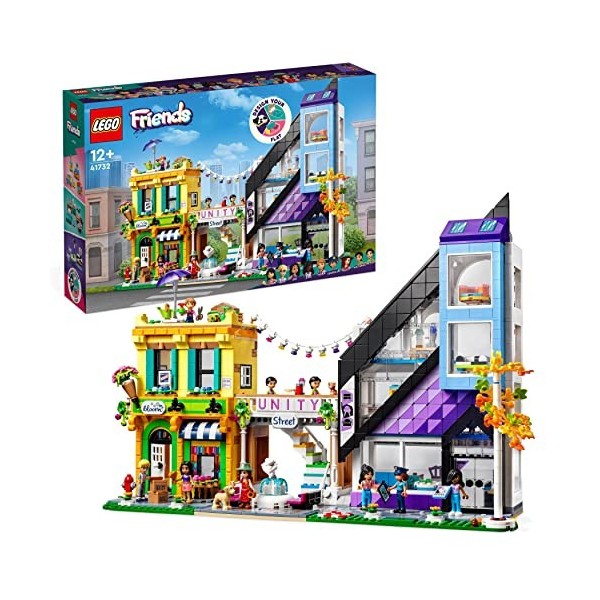 LEGO Friends 41732 Les Boutiques de Fleurs et de Décoration, Jouet avec Appartement et Magasins, Maquette à Construire et Per