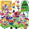 LANNEY Lot de 200 jouets de construction de jardin pour filles et enfants âgés de 3, 4, 5, 6, 7 ans - Tiges éducatives - Cade