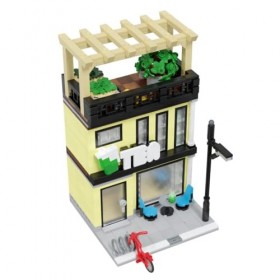 Aetheria Blocs de construction architecture de scène de rue, maison de thé, kit de construction pour adultes et enfants, comp