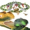 Wodasi Pistes de Jouets de Dinosaures, Ensemble de Jeu de 238 Pistes de Course de Dinosaures avec 1 Voitures de Chemin de Fer