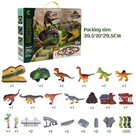 Wodasi Pistes de Jouets de Dinosaures, Ensemble de Jeu de 238 Pistes de Course de Dinosaures avec 1 Voitures de Chemin de Fer