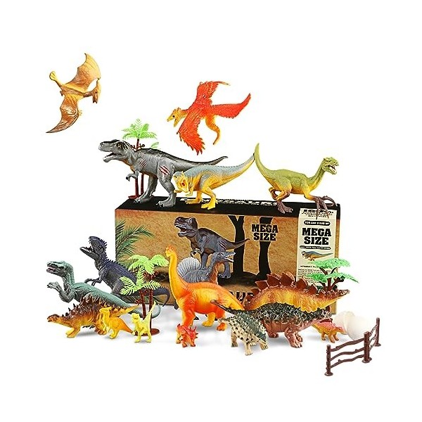 WOSTOO Dinosaure Jouet, 23 PCS Figurine Dinosaure y Compris T-Rex