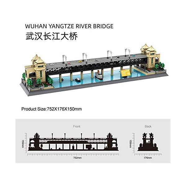 WMDSYGD Briques Créatives 145 2pcs Street View Building Blocks Chine Wuhan Yangtze River Bridge Modèle de Construction de la 
