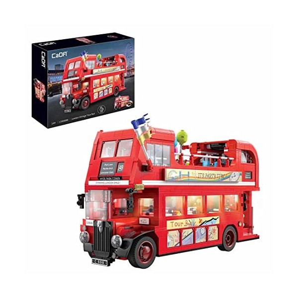 KOAEY Blocs de construction bus londonien rétro à deux étages - 1770 pièces - Compatible avec Lego