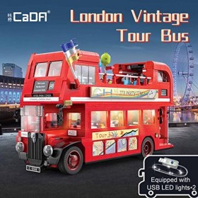 KOAEY Blocs de construction bus londonien rétro à deux étages - 1770 pièces - Compatible avec Lego