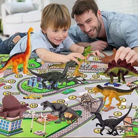 ele ELEOPTION Jouet Dinosaure, Ensemble de Jouets Dinosaures avec Tapis de Jeu, sûr pour créer Un Monde Jurassique pour garço