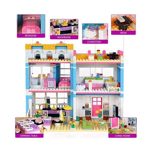 1009 Pièces Friends Maison Blocs de Construction Sets, Famille Friends Maison Construction Kit, Jeu de Rôle Jouets Cadeaux D