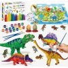 Felly Dinosaure Enfant Jouet avec Kit de Peinture, 47Pcs Jouet Dinosaure Kit Peinture, Dinosaures Figurines en 3D - Tapis de 