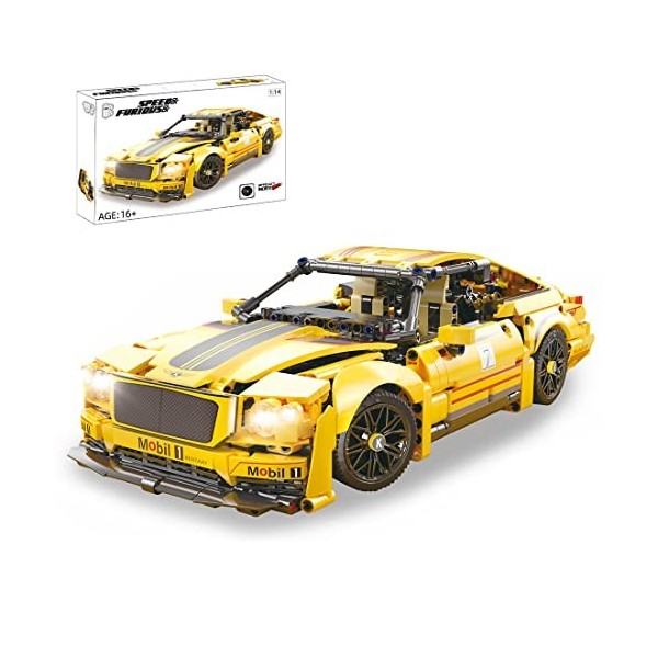 JOYFLY Technic Voiture de Sport Blocs de Construction, 2.4Ghz RC Voiture Télécommandée avec Moteur, Modèle de Voiture à Colle