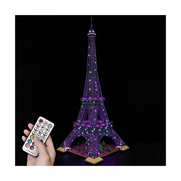 Hosdiy Upgrade Jeu de Lumière - Télécommande Kit déclairage à LED Compatible avec Lego-Tour-Eiffel-10307 Modèle Seul Lumièr