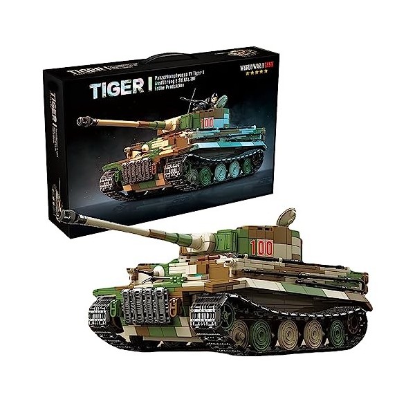 NVOSIYU Char Militaire - German Tiger I Tank Jeu de Construction avec Figurines, WW2 Tank, Compatible avec Lego 2276 Pièces 