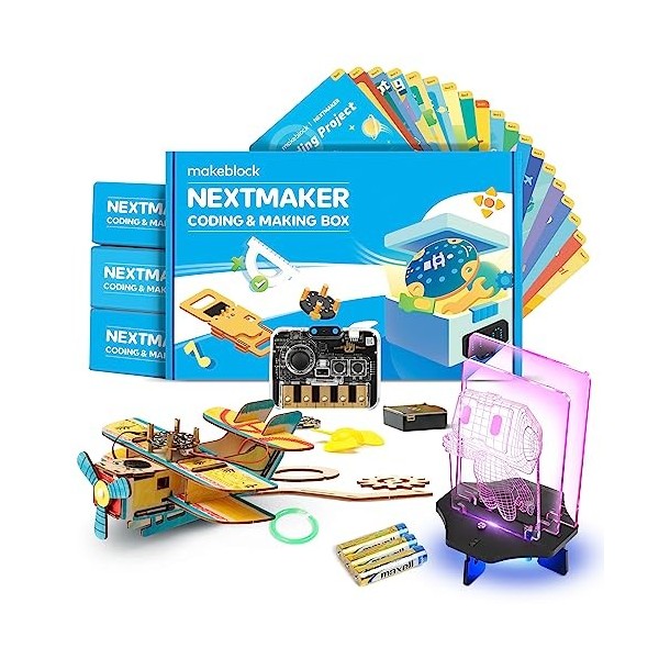 Makeblock NextMaker Kit STEM boîte 1-3 pour Les Enfants de 8 Ans et Plus, Kit de Jouets éducatifs, Kit Scientifique pour En