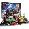 Train De Noël Jeux De Construction Modèle,Avec Télécommande Train De Noël Festif Électrique Bloc De Construction Jouets,1296P