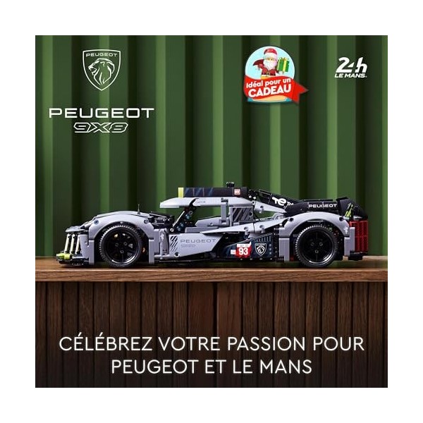 LEGO 42156 Technic Peugeot 9X8 24H Le Mans Hybrid Hypercar, Maquette de Voiture de Course Niveau Avancé, à lÉchelle 1:10, Sp