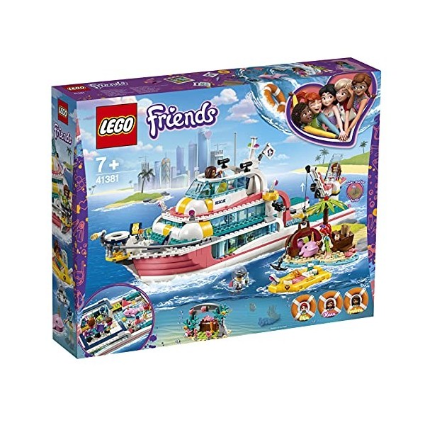 LEGO®-Friends Le bateau de sauvetage pour Fille et Garçon à Partir de 7 Ans et Plus, 908 Pièces 41381