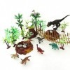 Taken All Lot de 30 jouets dinosaures réalistes - Arbres, rochers, œufs, nid - Idéal pour garçons et filles