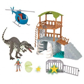 Terra by Battat CF2010Z Jungle Expedition Big Playset - Acrocanthosaure et hélicoptère électronique avec 2 Jouets Dinosaures 