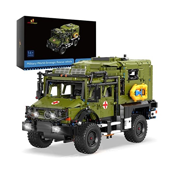 JMBricklayer 61506 Kit de construction de voiture militaire Unimog - Briques de serrage - Ambulance militaire - Kit de constr