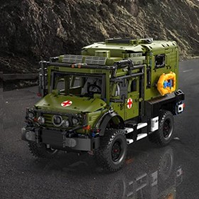 JMBricklayer 61506 Kit de construction de voiture militaire Unimog - Briques de serrage - Ambulance militaire - Kit de constr