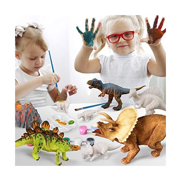 whatstem Kit de peinture de dinosaures 3D avec 12 dinosaures pour enfants de 3 à 15 ans, kits dart et dartisanat, jouets de