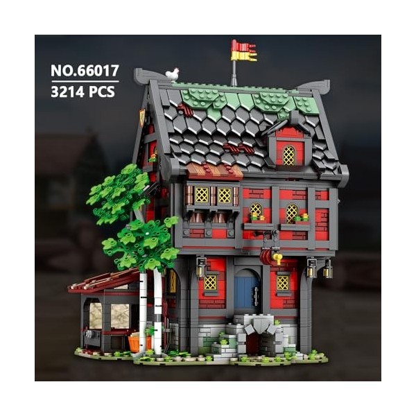 Reobrix 66017 Crusader Inn Blocs de serrage, 3214 pièces, grande maison de la série Medieval Castle, MOC Creative STEM Jouet 