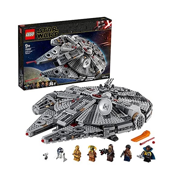 LEGO 75257 Star Wars Faucon Millenium Maquette à Construire et Figurines Finn, Chewbacca, Lando, C-3PO, R2-D2, Collection de 