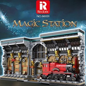 Reobrix 66031 Train Station de blocs de serrage, 3061 pièces MOC Grand kit technique Magical World Series pour adultes, fille