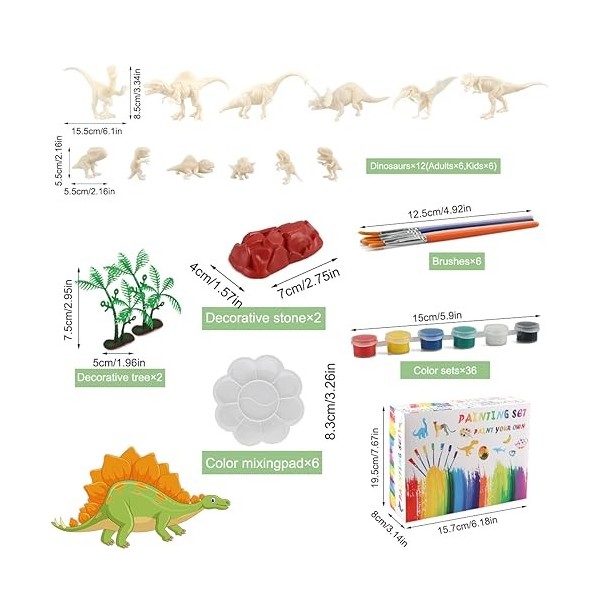 𝟮𝟬𝟮𝟯 Kit de Peinture de Dinosaure, 64 Pièces Toys Kit de Peinture Dinosaures, Kits de Loisirs Créatifs Cadeaux dAnniversaire