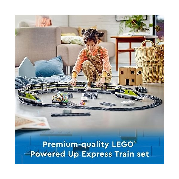 LEGO City Express 60337 Jeu de train de passagers télécommandé, cadeaux pour enfants, garçons et filles avec phares fonctionn