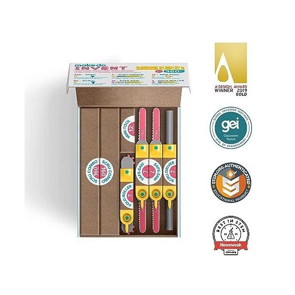 Makedo Invent | Kit d’Outils pour Construction en Carton Recyclé 360 Pièces - Jouet dapprentissage STEM + Steam Éducatif e