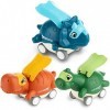 Funsland Lot de 3 voitures dinosaures pour garçons de 1, 2, 3 ans, jouets amusants Press and Go, camions à tirer vers larriè