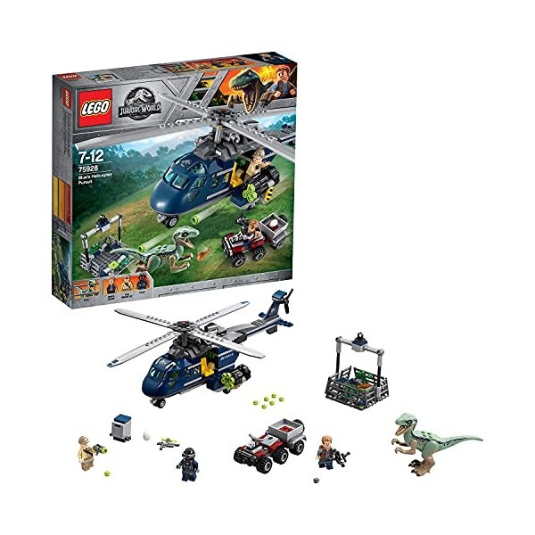 LEGO Jurassic World - La Poursuite en Hélicoptère de Blue - 75928 - Jeu de Construction, Multicolore