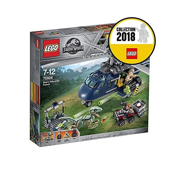 LEGO Jurassic World - La Poursuite en Hélicoptère de Blue - 75928 - Jeu de Construction, Multicolore