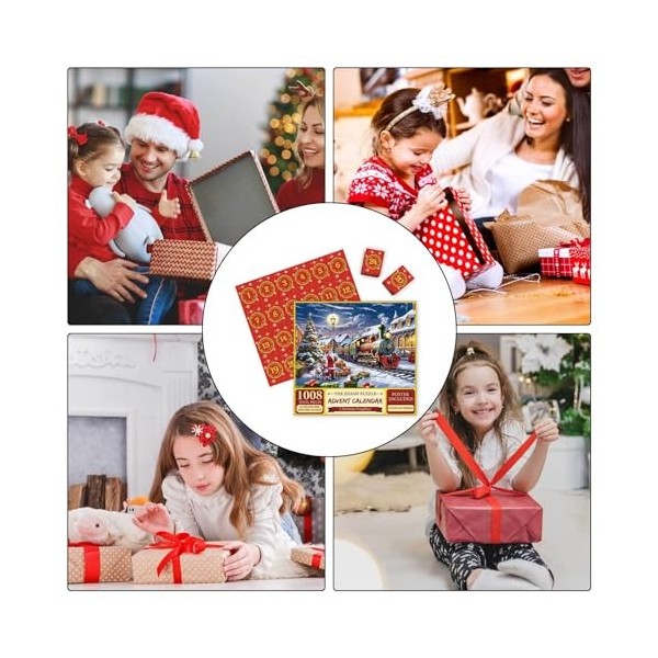 Calendrier de compte à rebours de puzzle de Noël, jouet de puzzle de compte à rebours – Matériau en carton, cadeaux pour Noël