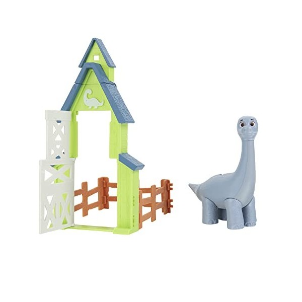 Dino Ranch- Dino Pack Action avec Brontosaure-4 pièces de clôture à Relier-Quatre Styles à Collectionner-Jouets pour Enfants 